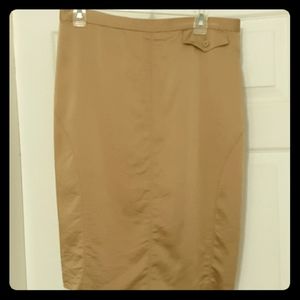 BCBG Gold satin lined pencil skirt